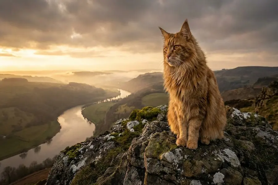 Gato naranja con mirada intensa en la naturaleza