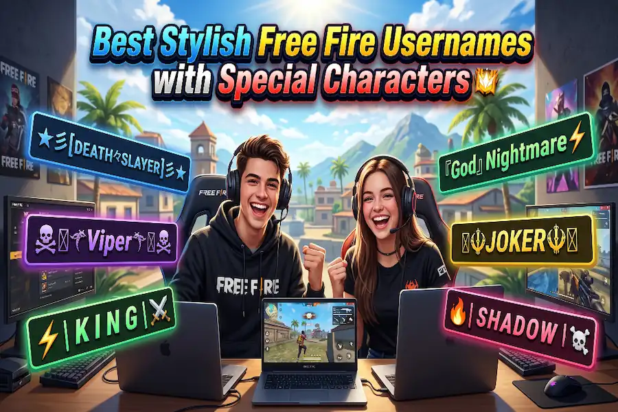 Cool and stylish Free Fire usernames featuring unique special characters