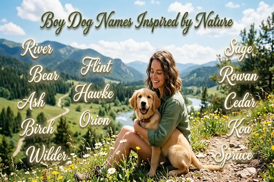 Nature-Inspired Boy Dog Names Beautiful boy dog names inspired by nature elements like trees mountains rivers and wildlife