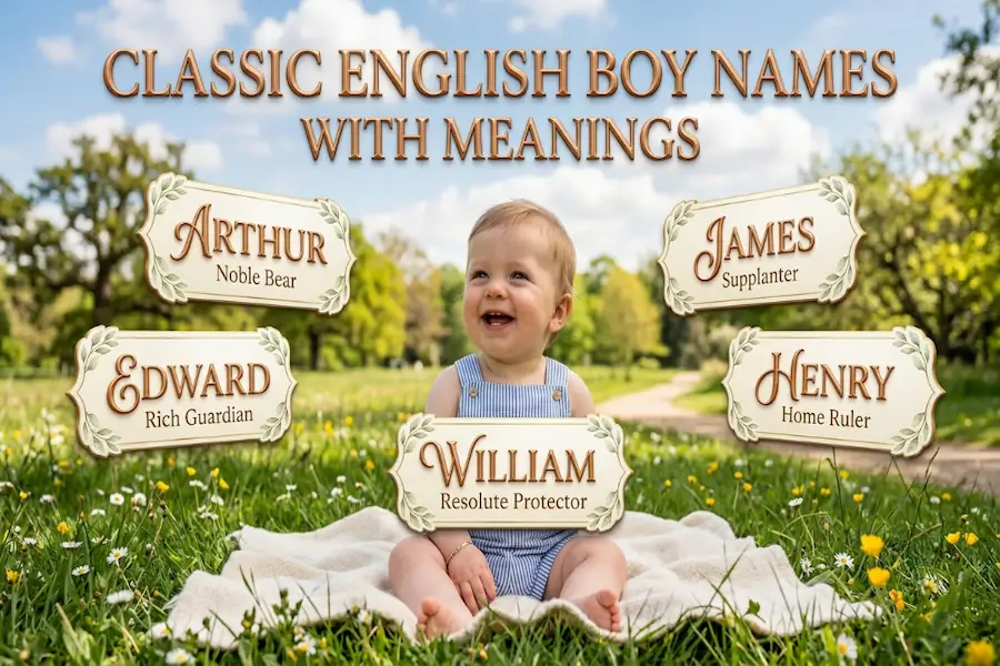 Guide to traditional English boy names along with their historical etymological meanings