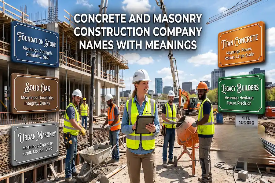 List of concrete and masonry construction company names with their meanings