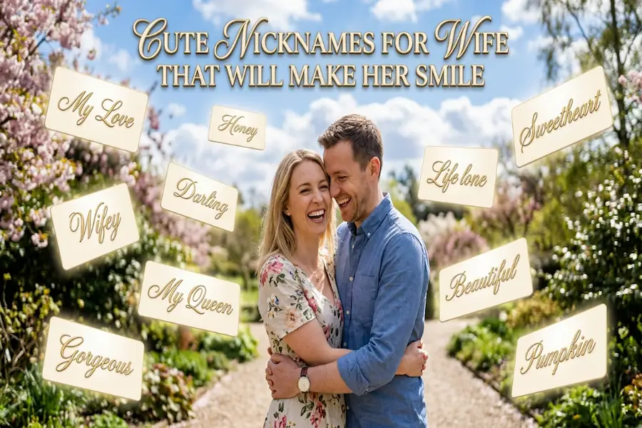 A sweet and affectionate illustration of cute nicknames for a wife