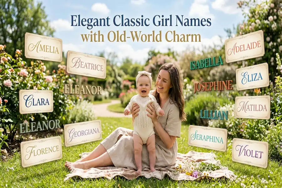 Sophisticated classic girl names featuring vintage appeal and old-world charm