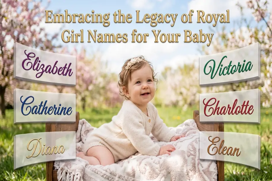 A loving mother holding her newborn baby girl, representing the rich legacy of royal girl names.