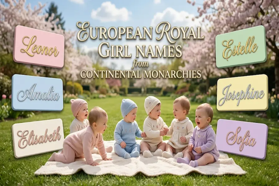 Elegant European royal baby girl names inspired by classic continental monarchies and historic queens.