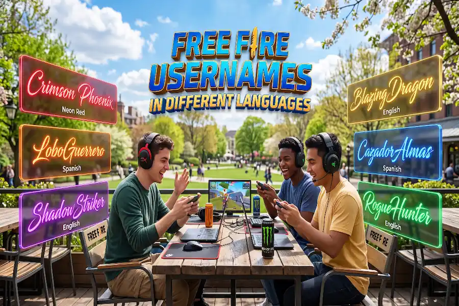 Global collection of Free Fire usernames written in multiple languages