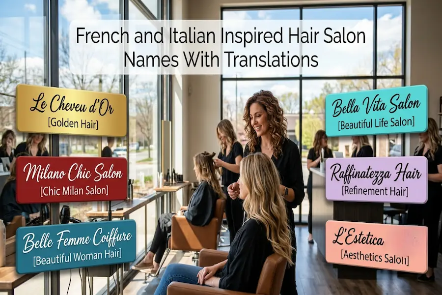 French and Italian inspired hair salon names with translations