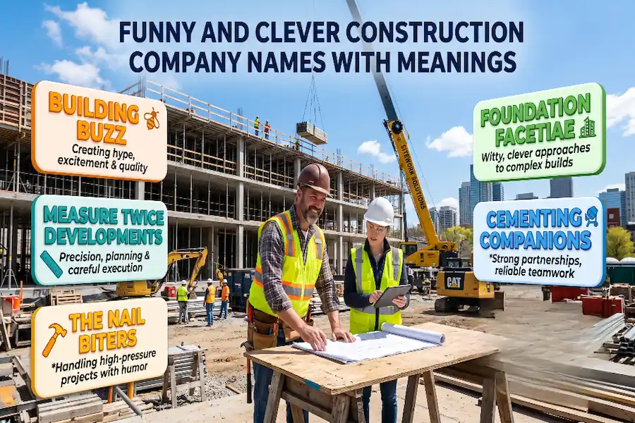 Funny and clever construction business names with humorous meanings