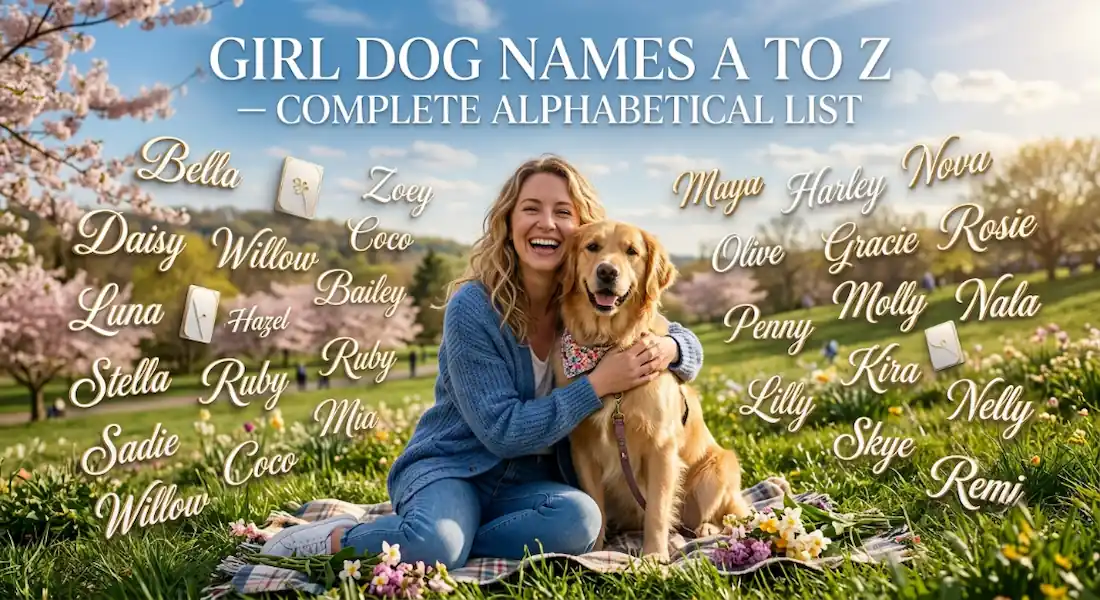 Complete alphabetical list of girl dog names from A to Z