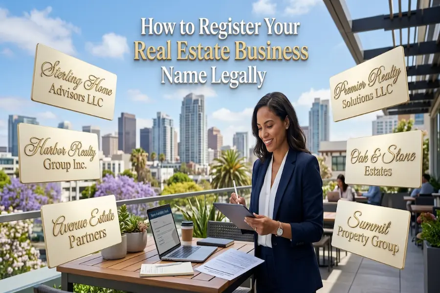 How to Register Your Real Estate Business Name Legally Step-by-step guide on how to register your real estate business name legally including trademarking and legal structure setup.