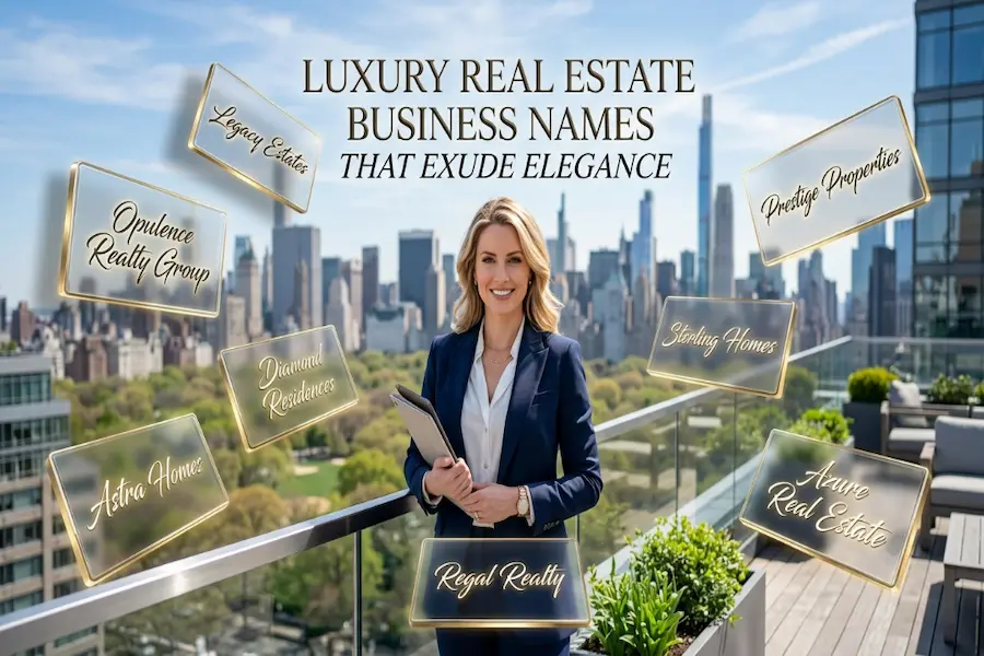 Luxury Real Estate Business Names That Exude Elegance High-end luxury real estate business names designed to convey exclusivity, sophistication, and upscale property expertise.