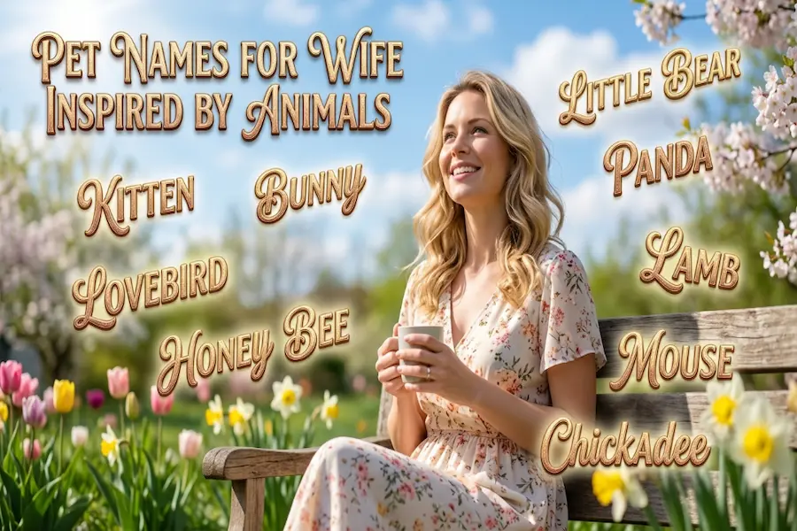 Adorable illustration showing animal-inspired pet names for a wife