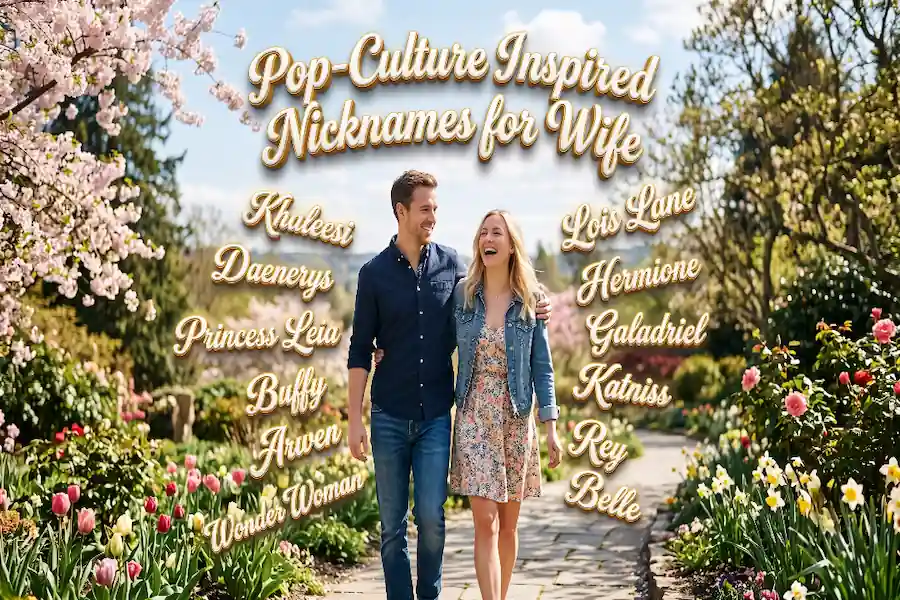 Modern and fun representation of pop culture inspired nicknames for a wife