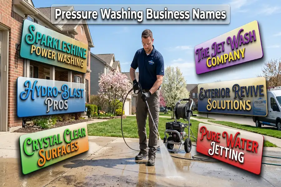 High-powered pressure washing business names for exterior power washing surface cleaning services