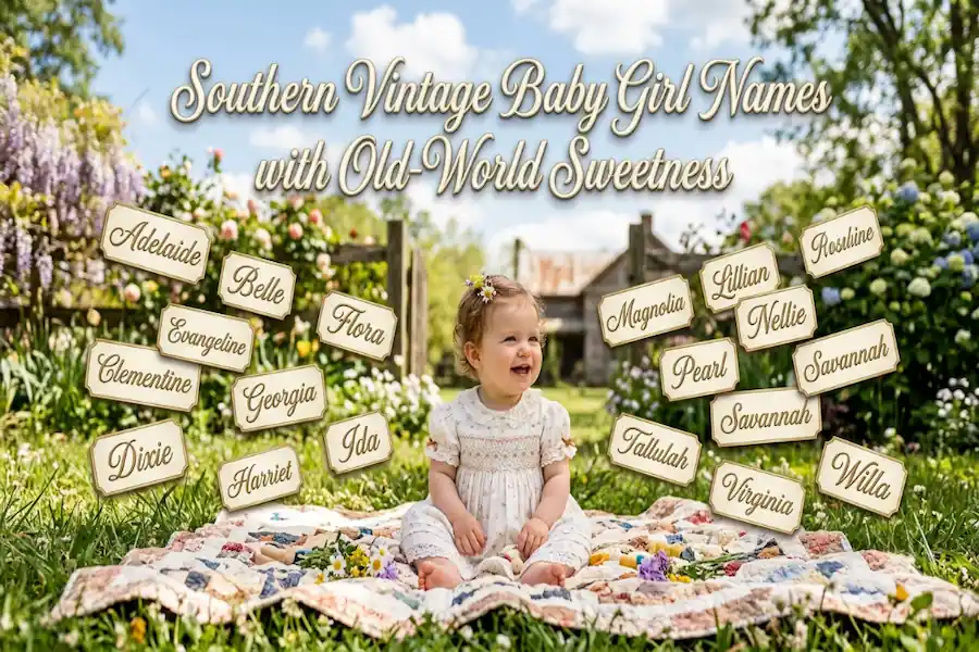 Southern vintage baby girl names with old-world sweetness