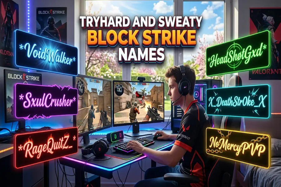 Tryhard and Sweaty Block Strike Names Intimidating tryhard and sweaty gamer names for competitive Block Strike players