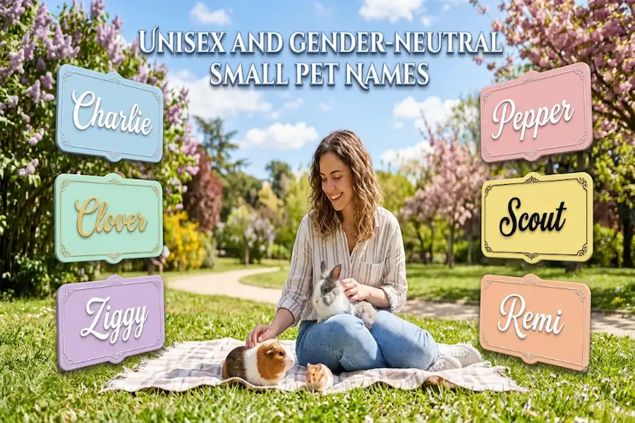 Unisex and gender-neutral small pet names for hamsters and guinea pigs