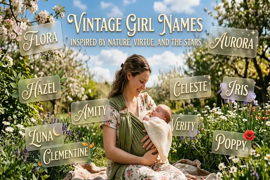 Vintage girl names inspired by nature, virtue, and the stars