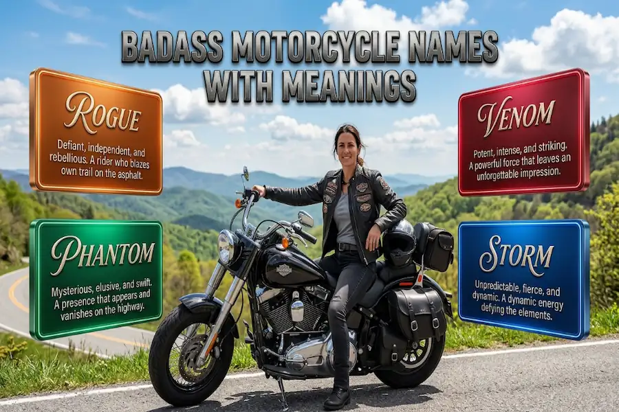 Badass motorcycle names list with powerful meanings for bikes and riders