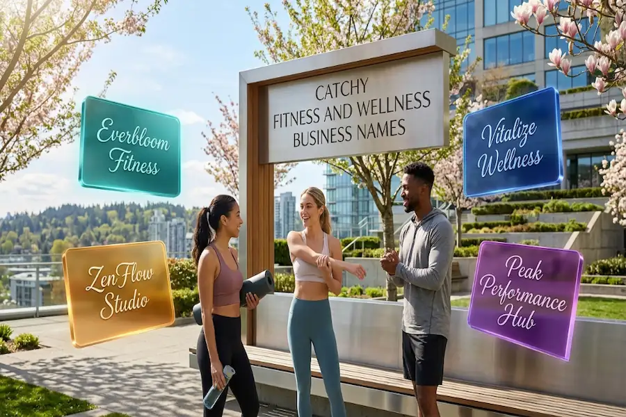 Inspiring catchy fitness and wellness business name concepts for health studios