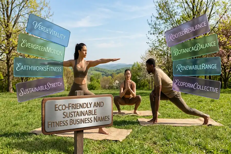 Eco-Friendly and Sustainable Fitness Business Names Eco-friendly and sustainable fitness business name ideas for green gyms
