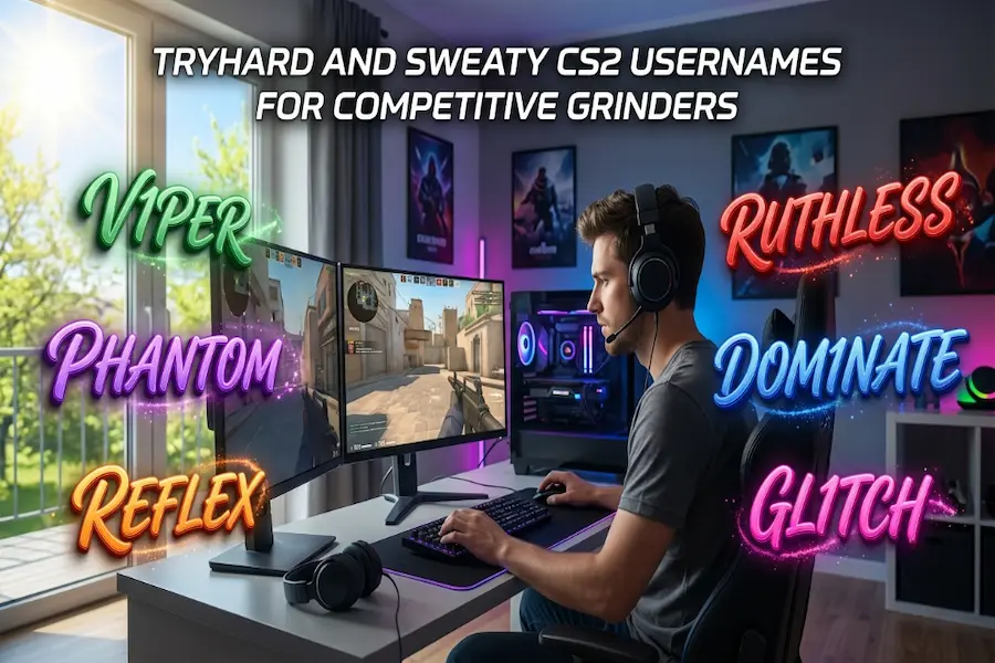 Competitive tryhard and sweaty CS2 usernames perfect for dedicated ranked players and grinders